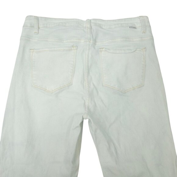 Risen Jeans Crop White with Faded Blue Tone High Rise Distressed Sz 1XL Stretch - Picture 7 of 15